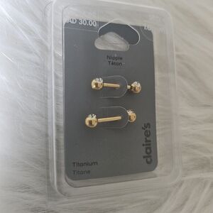 New Claire's Gold Titanium Nipple Barbells